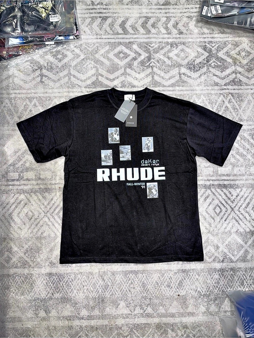 RHUDE dakar desert rally graphic tee Graphic Tee in Black Size Large NWT